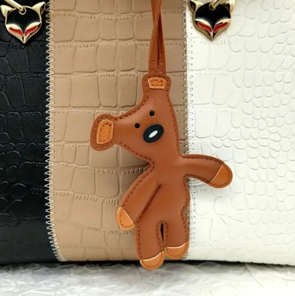Teddy Bear Shaped Faux Leather Keychain Bag Charm 🧸 - Picture 6 of 10